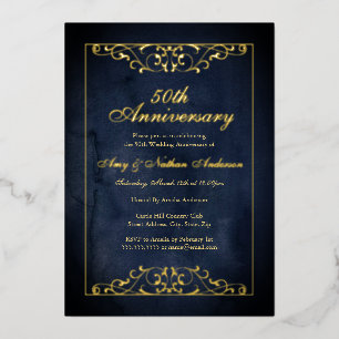 Elegant Navy Gold 50th Wedding Anniversary