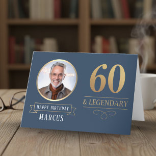 Elegant Navy & Gold 60th & Legendary Birthday Card