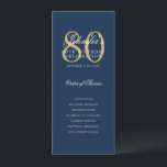 Elegant Navy Gold 80th Birthday Program   Menu<br><div class="desc">Elegant "Birthday Party Program" design with a sophisticated script typography w/ custom text.</div>