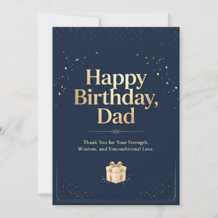 Elegant Navy Gold Birthday Card for Dad - Strength