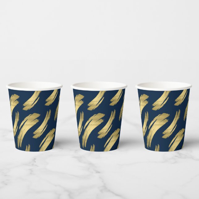  Elegant Navy Gold Birthday Celebration Paper Cup (Multi)