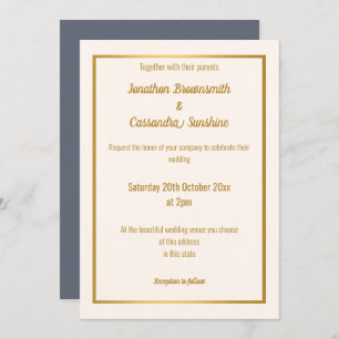 ELEGANT NAVY GOLD BLUSH NAVY REVERSE WEDDING INVITATION