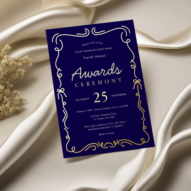 Elegant Navy & Gold Business Awards Ceremony (Professional awards ceremony business invitation in navy blue and real gold foil)