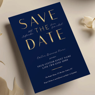 Elegant Navy & Gold Business Event Corporate Save The Date