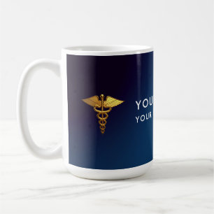 Elegant Navy Gold Caduceus Medical Doctor Coffee Mug