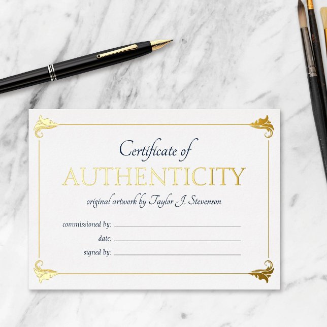 Elegant Navy Gold Certificate of Authenticity (Creator Uploaded)