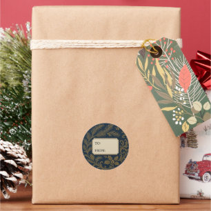 Elegant Navy & Gold Christmas Gift Labels