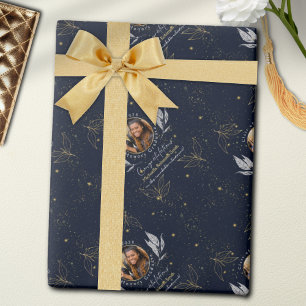 Elegant Navy Gold Congratulations Graduation Wrapping Paper