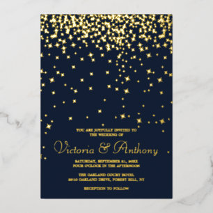 Elegant Navy & Gold Falling Stars Wedding Real