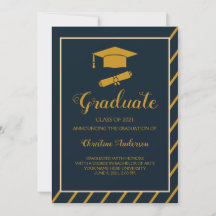 elegant navy gold graduate cap simple graduation 
