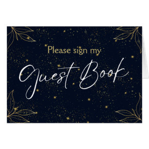 Elegant Navy Gold Graduation Party Guestbook Sign