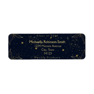 Elegant Navy Gold Graduation Return Address  Label