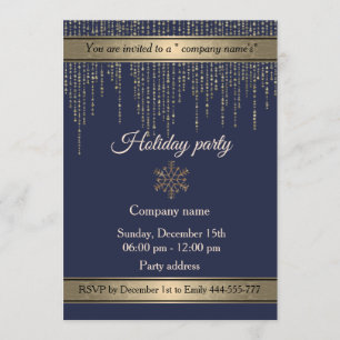 Elegant navy gold holiday party corporate invitation