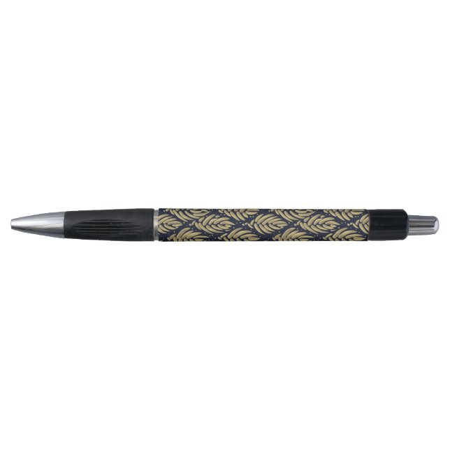 Elegant Navy Gold Leaf  Ballpoint Writing Tool (Front)