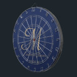 Elegant Navy & Gold Monogram Initial Name  Dartboard<br><div class="desc">Elegant Navy and Gold Monogram Initial Name Personalised Dart Board</div>