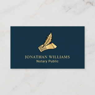 Elegant Navy & Gold Notary Public Business Card