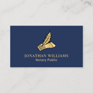 Elegant Navy & Gold Notary Public Business Card