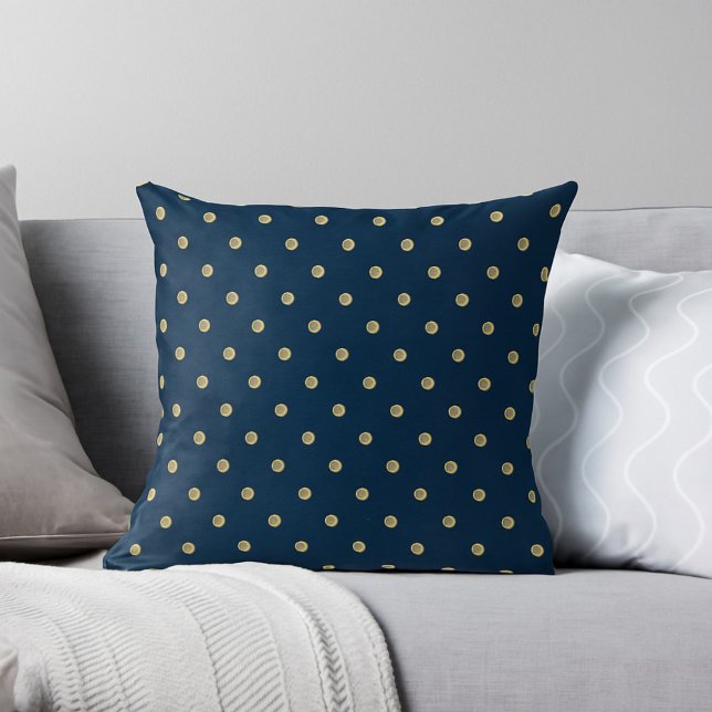 Elegant Navy & Gold Polka Dot Glam Accent Cushion (Creator Uploaded)