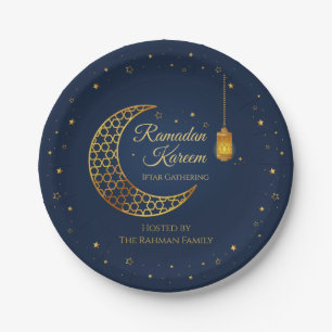 Elegant Navy & Gold Ramadan Iftar Dinner Party Paper Plate