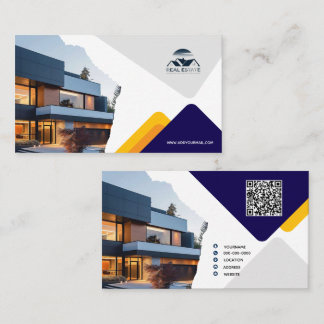 Elegant Navy & Gold Real Estate Business Card