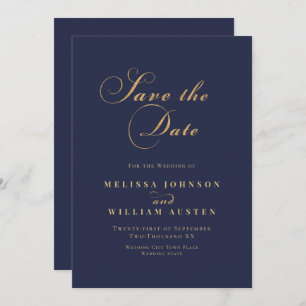 Elegant Navy Gold Wedding Save The Date