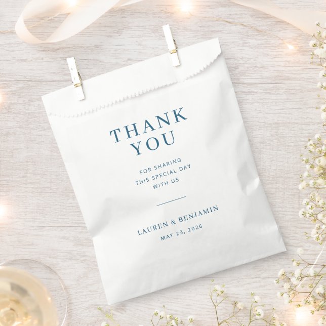 Elegant Navy Gratitude Note Favour Bag (Clipped)