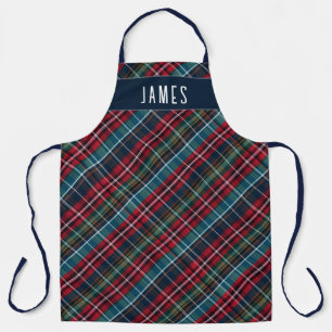 Elegant Navy Green Red Tartan Plaid Personalised  Apron