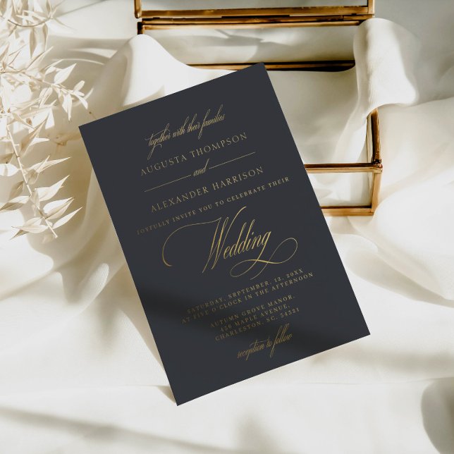 Elegant Navy Grey Vintage Calligraphy Wedding (Creator Uploaded)