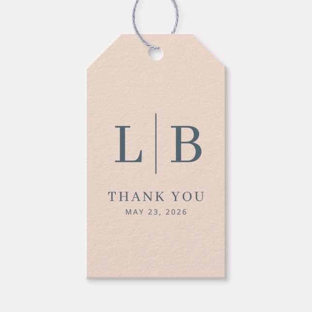 Elegant Navy Initials Gift Tags (Front)