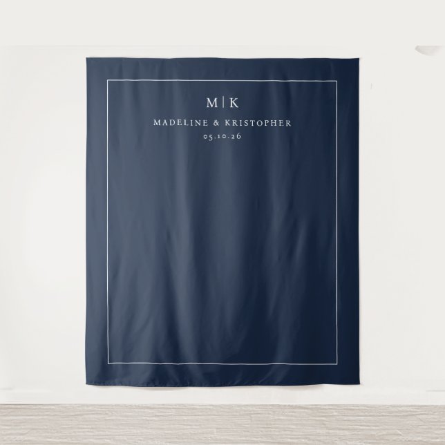Elegant Navy Initials Tapestry (Front)