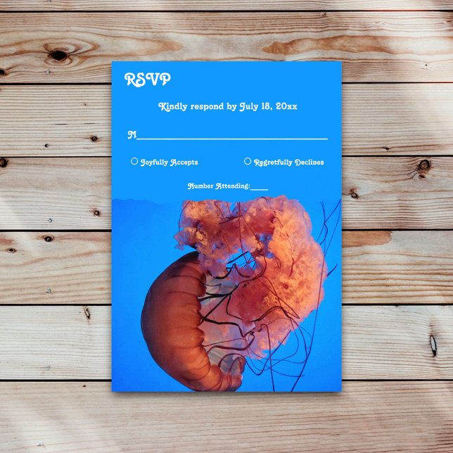 Elegant Navy Jellyfish Nautical Coastal Wedding RSVP Card (Creator Uploaded)