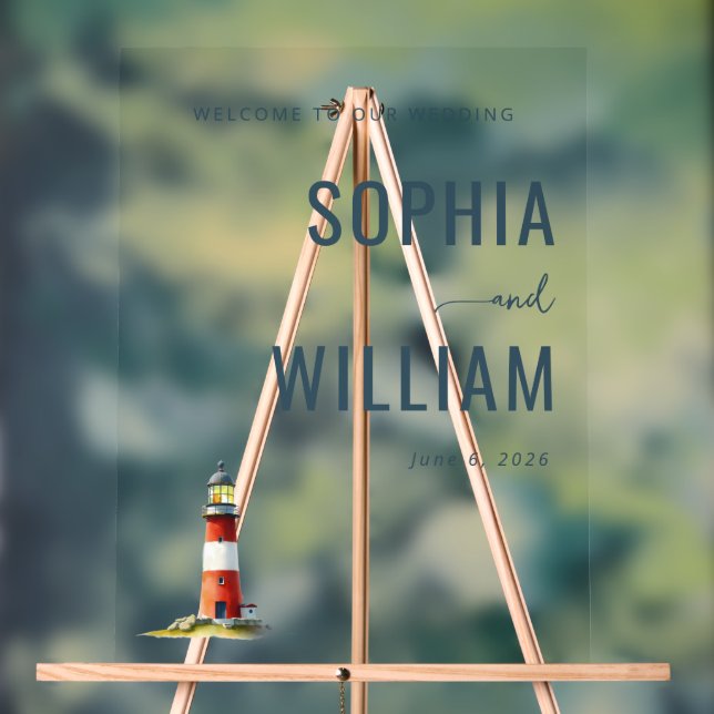 Elegant Navy Lighthouse Acrylic Sign (Neutral)