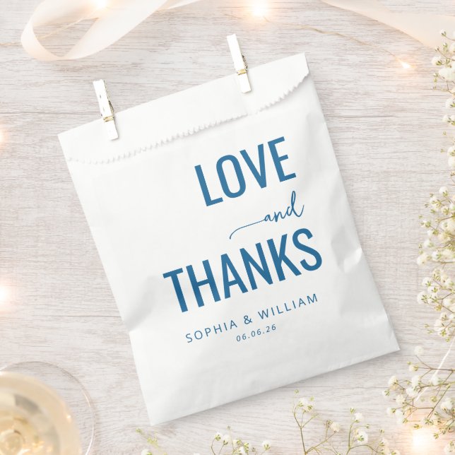 Elegant Navy Love Thanks Favour Bag (Clipped)