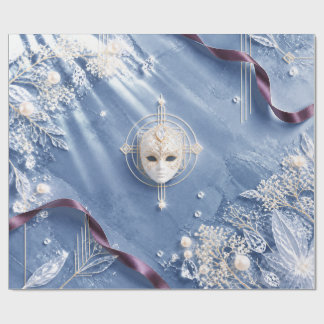 Elegant Navy Masquerade Christmas Wrapping Paper