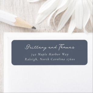 Elegant Navy Minimalist Calligraphy Return Address Label