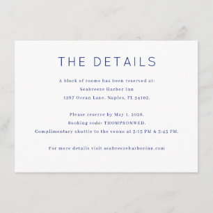 Elegant Navy Minimalist Details Enclosure Card