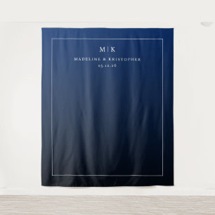 Elegant Navy Minimalist Initials Tapestry