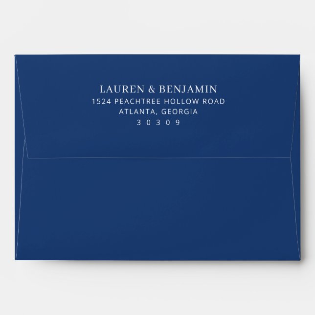 Elegant Navy Minimalist Typographic Envelope (Back (Top Flap))