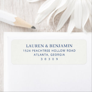 Elegant Navy Minimalist Typographic Return Address Label