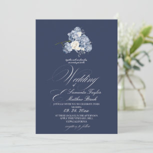 Elegant Navy Modern Delicate Wedding Photo Invitation