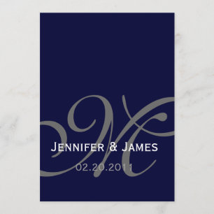 Elegant Navy Monogram Names Wedding Invitation