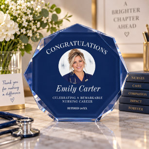 Elegant Navy Nurse Retirement Keepsake Award Photo Block