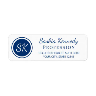 Elegant Navy Professional Monogram Return Address Label