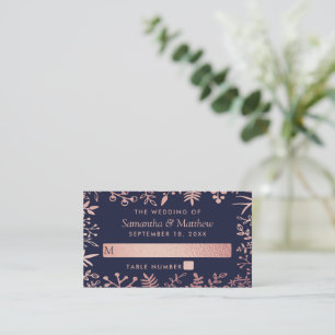 Elegant Navy & Rose Gold Floral Wedding Collection Place Card