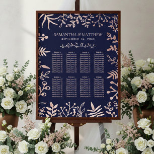 Elegant Navy & Rose Gold Floral Wedding Collection Poster