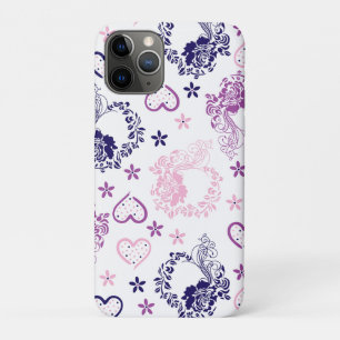 Elegant Navy Rose Wreath & Pink Hearts iPad Case