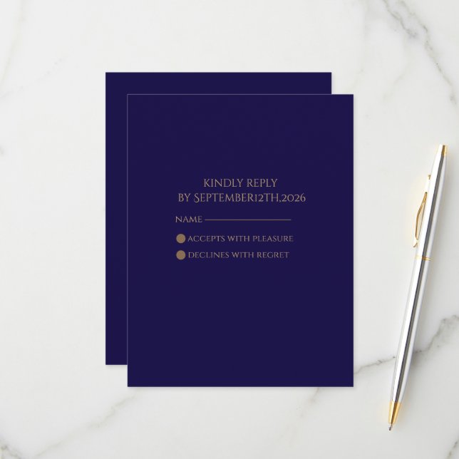 Elegant Navy  RSVP card (Front/Back In Situ)