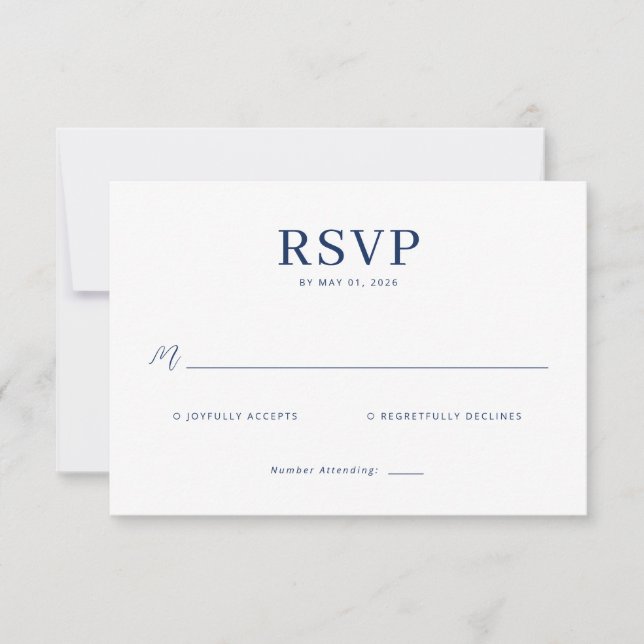 Elegant Navy RSVP Card (Front)