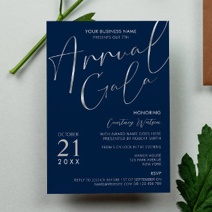 Elegant Navy & Silver Business Party Annual Gala Invitation