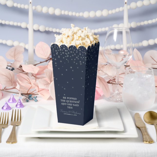 Elegant Navy & Silver Falling Stars Wedding Favour Box (Wedding)